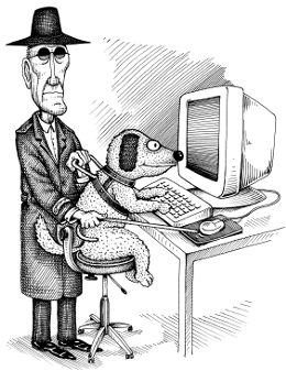 Computer and dog