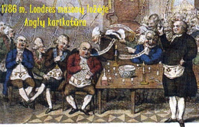Kaliostro kvailina publik Londono loje. Angl karikatra